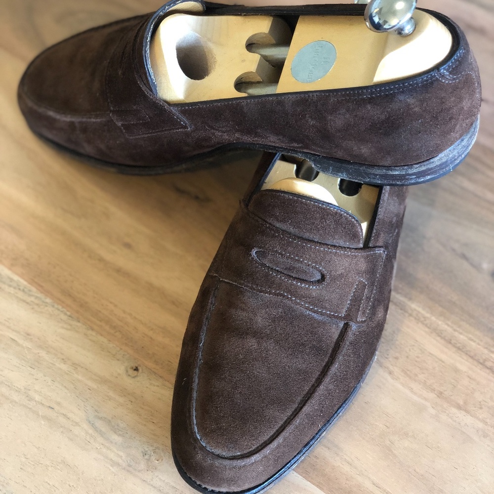 John Lobb Lopez Brown Suede Loafers US 8 UK 7E